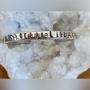 Sterling Stacker Cuff stamped with “Ocean Life” and Mermaid Scales